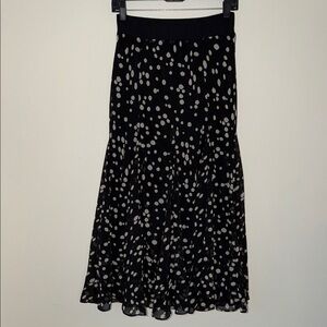 Y2K Lapis Polkda Dot Flowy Ruffle Whimsical Gothic Grunge Midi Skirt